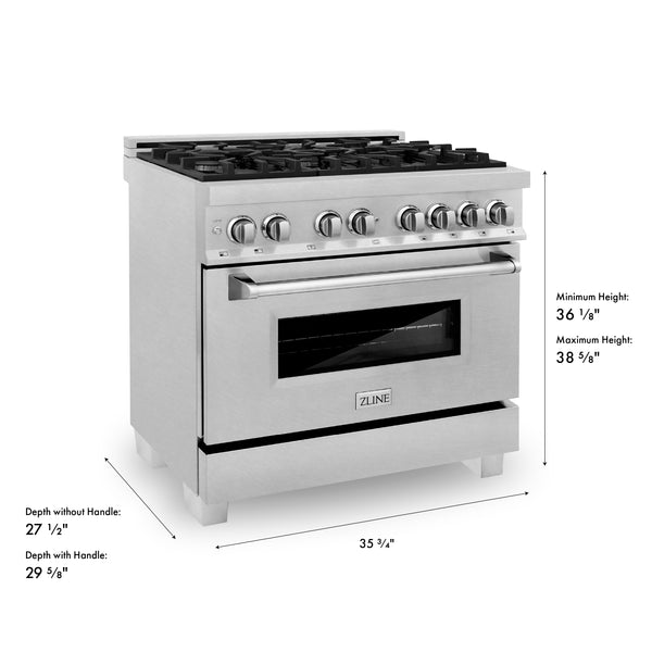 ZLINE 36 in. 4.6 cu. ft. Legacy Dual Fuel Range with 6 Burner Gas Cooktop and Electric Convection Oven in Satin Stainless Steel (RAS-SN-36)
