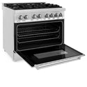 ZLINE 36 in. 4.6 cu. ft. Legacy Dual Fuel Range with 6 Burner Gas Cooktop and Electric Convection Oven in Stainless Steel with Satin Stainless Steel Door (RA-SN-36)