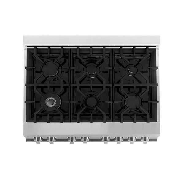 ZLINE 36 in. 4.6 cu. ft. Legacy Dual Fuel Range with 6 Burner Gas Cooktop and Electric Convection Oven in Stainless Steel with Satin Stainless Steel Door (RA-SN-36)