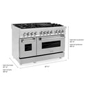 ZLINE 48 in. 6.0 cu. ft. Legacy Dual Fuel Range with 7 Burner Gas Cooktop and 2 Electric Ovens in Stainless Steel with Satin Stainless Steel Doors (RA-SN-48)