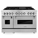 ZLINE 48 in. 6.0 cu. ft. Legacy Dual Fuel Range with 7 Burner Gas Cooktop and 2 Electric Ovens in Stainless Steel with Satin Stainless Steel Doors (RA-SN-48)