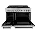 ZLINE 48 in. 6.0 cu. ft. Legacy Dual Fuel Range with 7 Burner Gas Cooktop and 2 Electric Ovens in Satin Stainless Steel (RAS-SN-48)