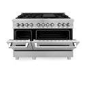 ZLINE 48 in. 6.0 cu. ft. Legacy Dual Fuel Range with 7 Burner Gas Cooktop and 2 Electric Ovens in Satin Stainless Steel (RAS-SN-48)