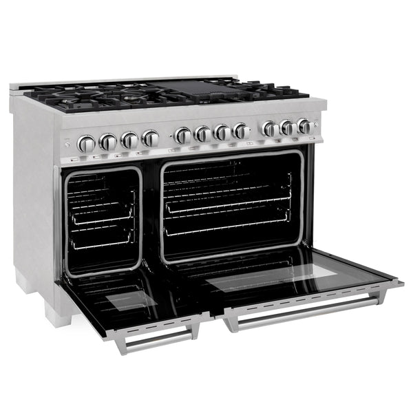 ZLINE 60 in. 7.4 cu. ft. Legacy Dual Fuel Range with 9 Burner Gas Cooktop and 2 Electric Convection Ovens in Satin Stainless Steel (RAS-SN-60)