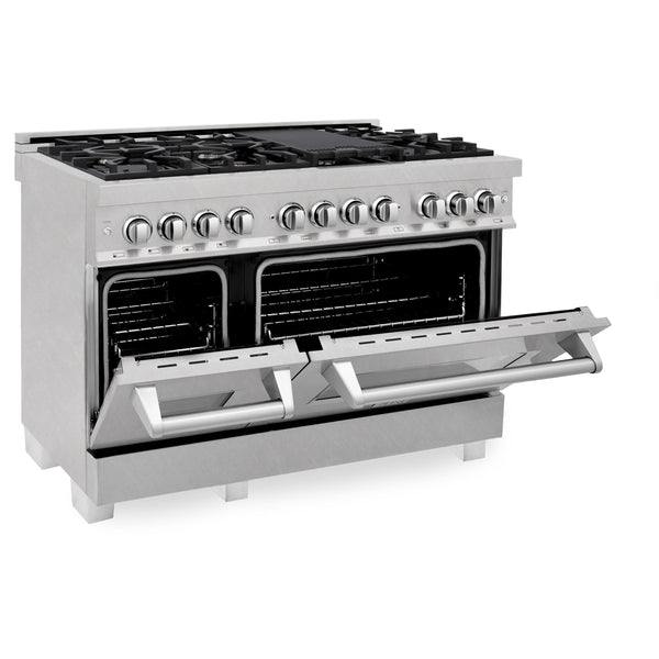 ZLINE 60 in. 7.4 cu. ft. Legacy Dual Fuel Range with 9 Burner Gas Cooktop and 2 Electric Convection Ovens in Satin Stainless Steel (RAS-SN-60)