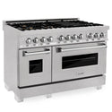 ZLINE 48 in. 6.0 cu. ft. Legacy Dual Fuel Range with Gas Cooktop and 2 Electric Ovens in Satin Stainless Steel with 6 Brass Burners (RAS-SN-BR-48)