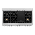 ZLINE 48 in. 6.0 cu. ft. Legacy Dual Fuel Range with Gas Cooktop and 2 Electric Ovens in Satin Stainless Steel with 6 Brass Burners (RAS-SN-BR-48)