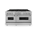 ZLINE 60 in. 7.4 cu. ft. Legacy Dual Fuel Range with Gas Cooktop and 2 Electric Convection Ovens in Satin Stainless Steel with 8 Brass Burners (RAS-SN-BR-60)
