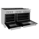 ZLINE 60 in. 7.4 cu. ft. Legacy Dual Fuel Range with Gas Cooktop and 2 Electric Convection Ovens in Satin Stainless Steel with 8 Brass Burners (RAS-SN-BR-60)