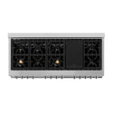 ZLINE 60 in. 7.4 cu. ft. Legacy Dual Fuel Range with Gas Cooktop and 2 Electric Convection Ovens in Satin Stainless Steel with 8 Brass Burners (RAS-SN-BR-60)