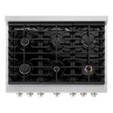 ZLINE 36 in. 5.2 cu. ft. Paramount Dual Fuel Range with 6 Burner Gas Cooktop and Electric Convection Oven in Satin Stainless Steel (SDRS-36)