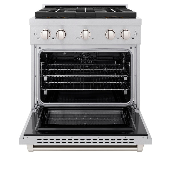 ZLINE 30 in. 4.2 cu. ft. Paramount Dual Fuel Range with 4 Burner DuoPro™ Cooktop and Electric Convection Oven in Satin Stainless Steel (PSDRS-30)