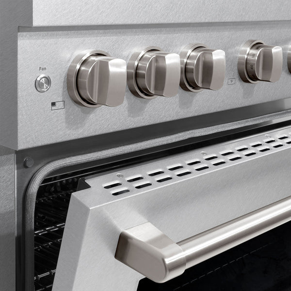 ZLINE 36 in. 5.2 cu. ft. Paramount Dual Fuel Range with 6 Burner DuoPro™ Cooktop and Electric Convection Oven in Satin Stainless Steel (PSDRS-36)