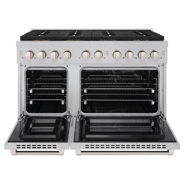 ZLINE 48 in. 6.7 cu. ft. Paramount Dual Fuel Range with 8 Burner DuoPro™ Cooktop and Dual Ovens in Satin Stainless Steel (PSDRS-48)