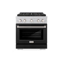 ZLINE 30 in. 4.2 cu. ft. Paramount Dual Fuel Range with 4 Burner DuoPro™ Cooktop and Electric Convection Oven in Satin Stainless Steel with Black Matte Door (PSDRS-BLM-30)