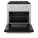 ZLINE 30 in. 4.2 cu. ft. Paramount Dual Fuel Range with 4 Burner DuoPro™ Cooktop and Electric Convection Oven in Satin Stainless Steel with Black Matte Door (PSDRS-BLM-30)