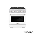 ZLINE 30 in. 4.2 cu. ft. Paramount Dual Fuel Range with 4 Burner DuoPro™ Cooktop and Electric Convection Oven in Satin Stainless Steel with White Matte Door (PSDRS-WM-30)