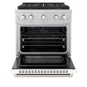 ZLINE 30 in. 4.2 cu. ft. Paramount Dual Fuel Range with 4 Burner DuoPro™ Cooktop and Electric Convection Oven in Satin Stainless Steel with White Matte Door (PSDRS-WM-30)