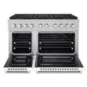 ZLINE 48 in. 6.7 cu. ft. Paramount Dual Fuel Range with 8 Burner DuoPro™ Cooktop and Dual Ovens in Satin Stainless Steel with White Matte Doors (PSDRS-WM-48)