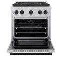 ZLINE Autograph Edition 30 in. 4.2 cu. ft. Paramount Dual Fuel Range with 4 Burner DuoPro™ Cooktop and Electric Convection Oven in Satin Stainless Steel and Matte Black Accents (PSDRSZ-30-MB)