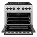 ZLINE Autograph Edition 36 in. 5.2 cu. ft. Paramount Dual Fuel Range with 6 Burner DuoPro™ Cooktop and Electric Convection Oven in Satin Stainless Steel and Matte Black Accents (PSDRSZ-36-MB)
