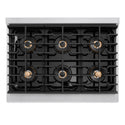 ZLINE Autograph Edition 36 in. 5.2 cu. ft. Paramount Dual Fuel Range with 6 Burner DuoPro™ Cooktop and Electric Convection Oven in Satin Stainless Steel and Matte Black Accents (PSDRSZ-36-MB)