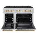 ZLINE Autograph Edition 48 in. 6.7 cu. ft. Paramount Dual Fuel Range with 8 Burner DuoPro™ Cooktop and Dual Ovens in Satin Stainless Steel and Polished Gold Accents (PSDRSZ-48-G)