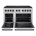 ZLINE Autograph Edition 48 in. 6.7 cu. ft. Paramount Dual Fuel Range with 8 Burner DuoPro™ Cooktop and Dual Ovens in Satin Stainless Steel with White Matte Doors and Matte Black Accents (PSDRSZ-WM-48-MB)