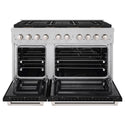 ZLINE 48 in. 6.7 cu. ft. Paramount Dual Fuel Range with 8 Burner DuoPro™ Cooktop and Dual Ovens in Satin Stainless Steel with Black Matte Doors (PSDRS-BLM-48)