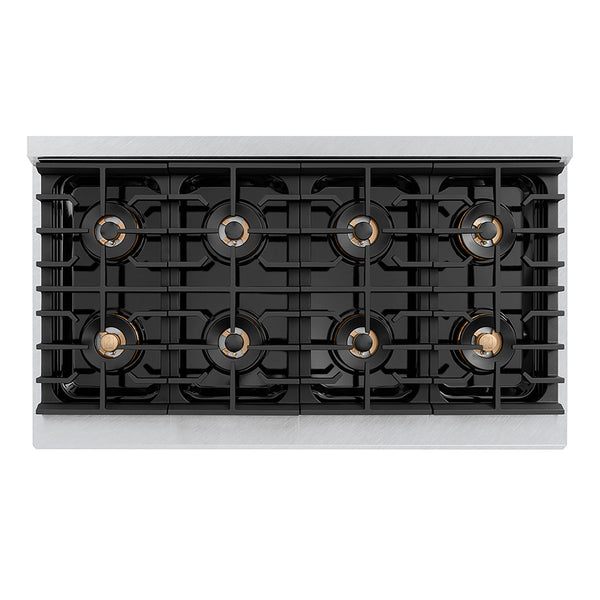 ZLINE 48 in. 6.7 cu. ft. Paramount Dual Fuel Range with 8 Burner DuoPro™ Cooktop and Dual Ovens in Satin Stainless Steel with Black Matte Doors (PSDRS-BLM-48)