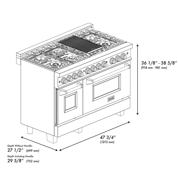 ZLINE 60 in. 7.4 cu. ft. Legacy Dual Fuel Range with 9 Burner Gas Cooktop and 2 Electric Convection Ovens in Satin Stainless Steel and White Matte Doors (RAS-WM-60)