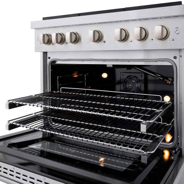 ZLINE 36 in. 5.2 cu. ft. Paramount Gas Range with 6 burner Cooktop and Convection Gas Oven in Satin Stainless Steel (SGRS-36)