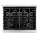 ZLINE 30 in. 4.2 cu. ft. Paramount Gas Range with Convection Gas Oven in Satin Stainless Steel with 4 Brass Burners (SGRS-BR-30)