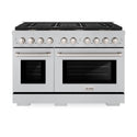 ZLINE 48 in. 6.7 cu. ft. Paramount Double Oven Gas Range in Satin Stainless Steel with 8 Brass Burners (SGRS-BR-48)