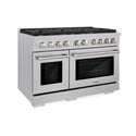 ZLINE 48 in. 6.7 cu. ft. Paramount Double Oven Gas Range in Satin Stainless Steel with 8 Brass Burners (SGRS-BR-48)