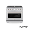 ZLINE 36 in. 5.2 cu. ft. Paramount Gas Range with 6 Burner DuoPro™ Cooktop and Convection Gas Oven in Satin Stainless Steel (PSGRS-36)