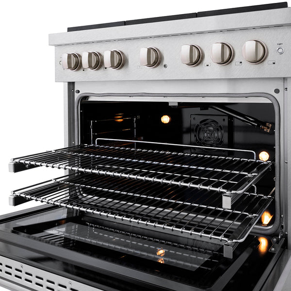 ZLINE 36 in. 5.2 cu. ft. Paramount Gas Range with 6 Burner DuoPro™ Cooktop and Convection Gas Oven in Satin Stainless Steel (PSGRS-36)