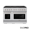 ZLINE 48 in. 6.7 cu. ft. Paramount Gas Range with 8 Burner DuoPro™ Cooktop and Dual Ovens in Satin Stainless Steel (PSGRS-48)