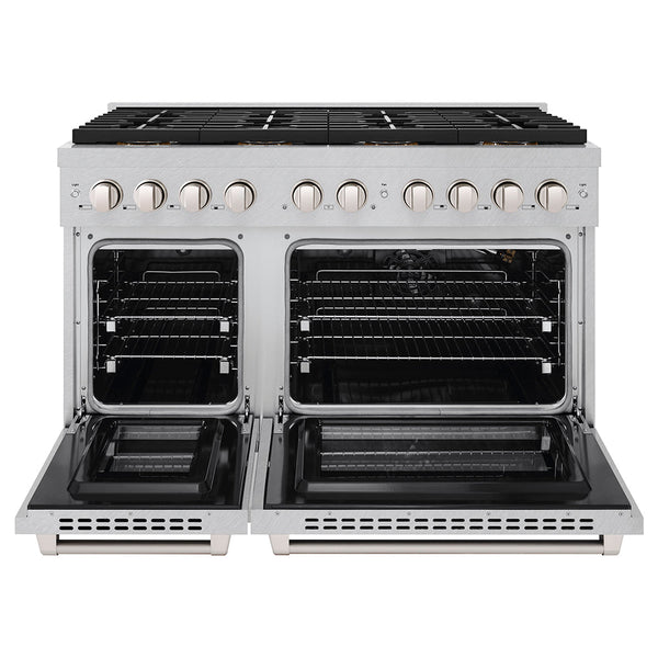 ZLINE 48 in. 6.7 cu. ft. Paramount Gas Range with 8 Burner DuoPro™ Cooktop and Dual Ovens in Satin Stainless Steel (PSGRS-48)