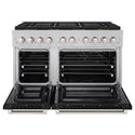 ZLINE 48 in. 6.7 cu. ft. Paramount Gas Range with 8 Burner DuoPro™ Cooktop and Dual Ovens in Satin Stainless Steel with Black Matte Doors (PSGRS-BLM-48)