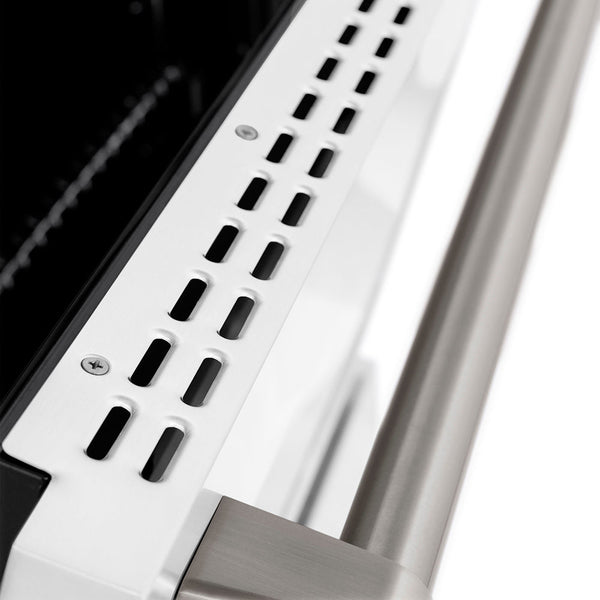 ZLINE 30 in. 4.2 cu. ft. Paramount Gas Range with 4 Burner DuoPro™ Cooktop and Convection Gas Oven in Satin Stainless Steel with White Matte Door (PSGRS-WM-30)