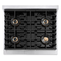ZLINE Autograph Edition 30 in. 4.2 cu. ft. Paramount Gas Range with 4 Burner DuoPro™ Cooktop and Convection Gas Oven in Satin Stainless Steel and Champagne Bronze Accents (PSGRSZ-30-CB)