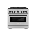 ZLINE Autograph Edition 36 in. 5.2 cu. ft. Paramount Gas Range with 6 Burner DuoPro™ Cooktop and Convection Gas Oven in Satin Stainless Steel and Matte Black Accents (PSGRSZ-36-MB)