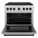 ZLINE Autograph Edition 36 in. 5.2 cu. ft. Paramount Gas Range with 6 Burner DuoPro™ Cooktop and Convection Gas Oven in Satin Stainless Steel and Matte Black Accents (PSGRSZ-36-MB)