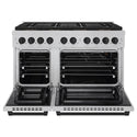 ZLINE Autograph Edition 48 in. 6.7 cu. ft. Paramount Gas Range with 8 Burner DuoPro™ Cooktop and Dual Ovens in Satin Stainless Steel and Matte Black Accents (PSGRSZ-48-MB)