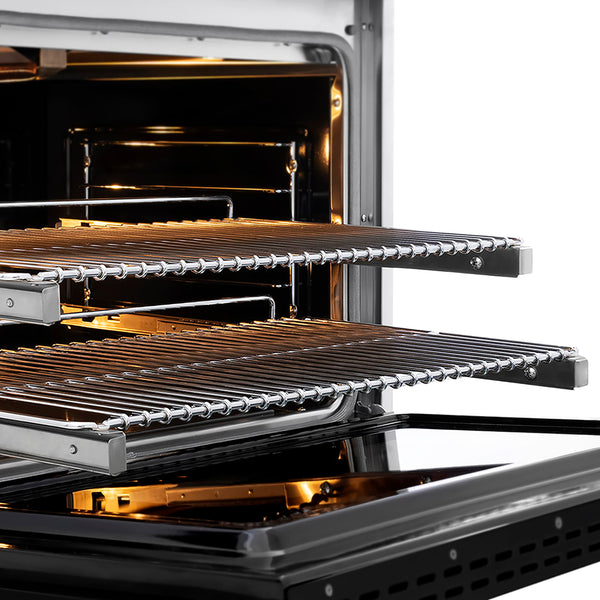 ZLINE Autograph Edition 36 in. 5.2 cu. ft. Paramount Gas Range with 6 Burner DuoPro™ Cooktop and Convection Gas Oven in Satin Stainless Steel with Black Matte Door and Polished Gold Accents (PSGRSZ-BLM36-G)