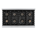 ZLINE Autograph Edition 48 in. 6.7 cu. ft. Paramount Gas Range with 8 Burner DuoPro™ Cooktop and Dual Ovens in Satin Stainless Steel with Black Matte Doors and Polished Gold Accents (PSGRSZ-BLM48-G)