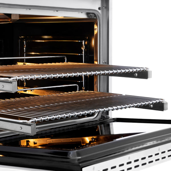 ZLINE Autograph Edition 36 in. 5.2 cu. ft. Paramount Gas Range with 6 Burner DuoPro™ Cooktop and Convection Gas Oven in Satin Stainless Steel with White Matte Door and Matte Black Accents (PSGRSZ-WM-36-MB)