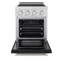 ZLINE 24 in. 3.2 cu. ft. Paramount Induction Range with 3 Element Cooktop and Electric Convection Oven in Satin Stainless Steel with Black Matte Door (SINRS-BLM-24)