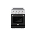 ZLINE 24 in. 3.2 cu. ft. Paramount Induction Range with 3 Element Cooktop and Electric Convection Oven in Satin Stainless Steel with Black Matte Door (SINRS-BLM-24)